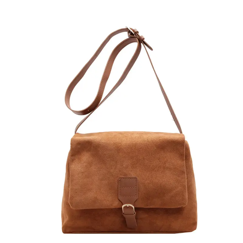 2024 Women's Retro Frosted Shoulder Bag Brown - Image 3