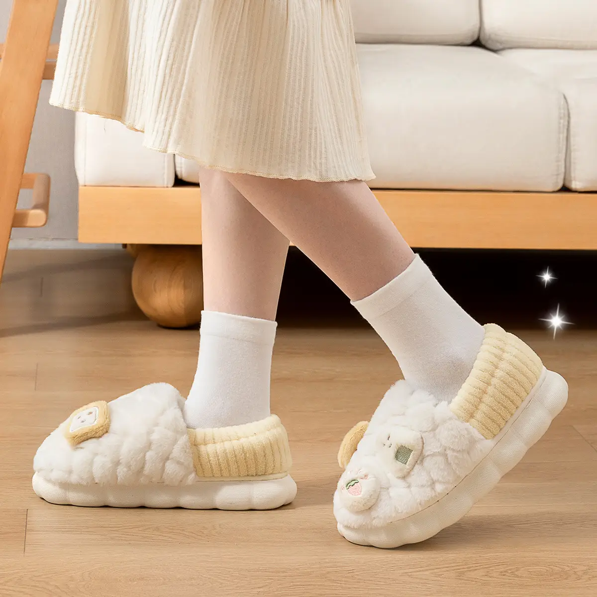 Cute Rice Ball Cotton Slippers Women Winter 2025 — feature 11