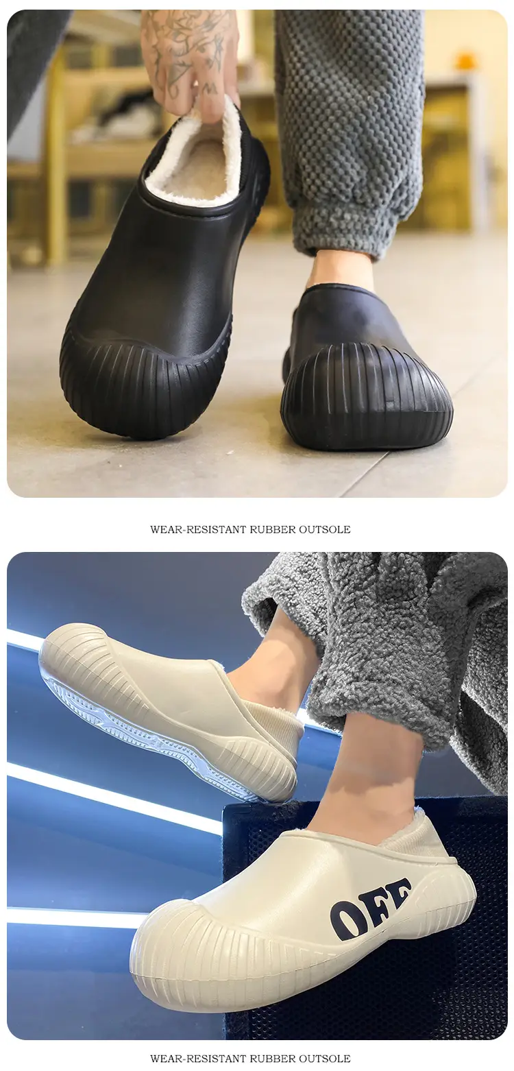 Men's Cotton Slip-On Shoes Off White Warm Winter — feature 10
