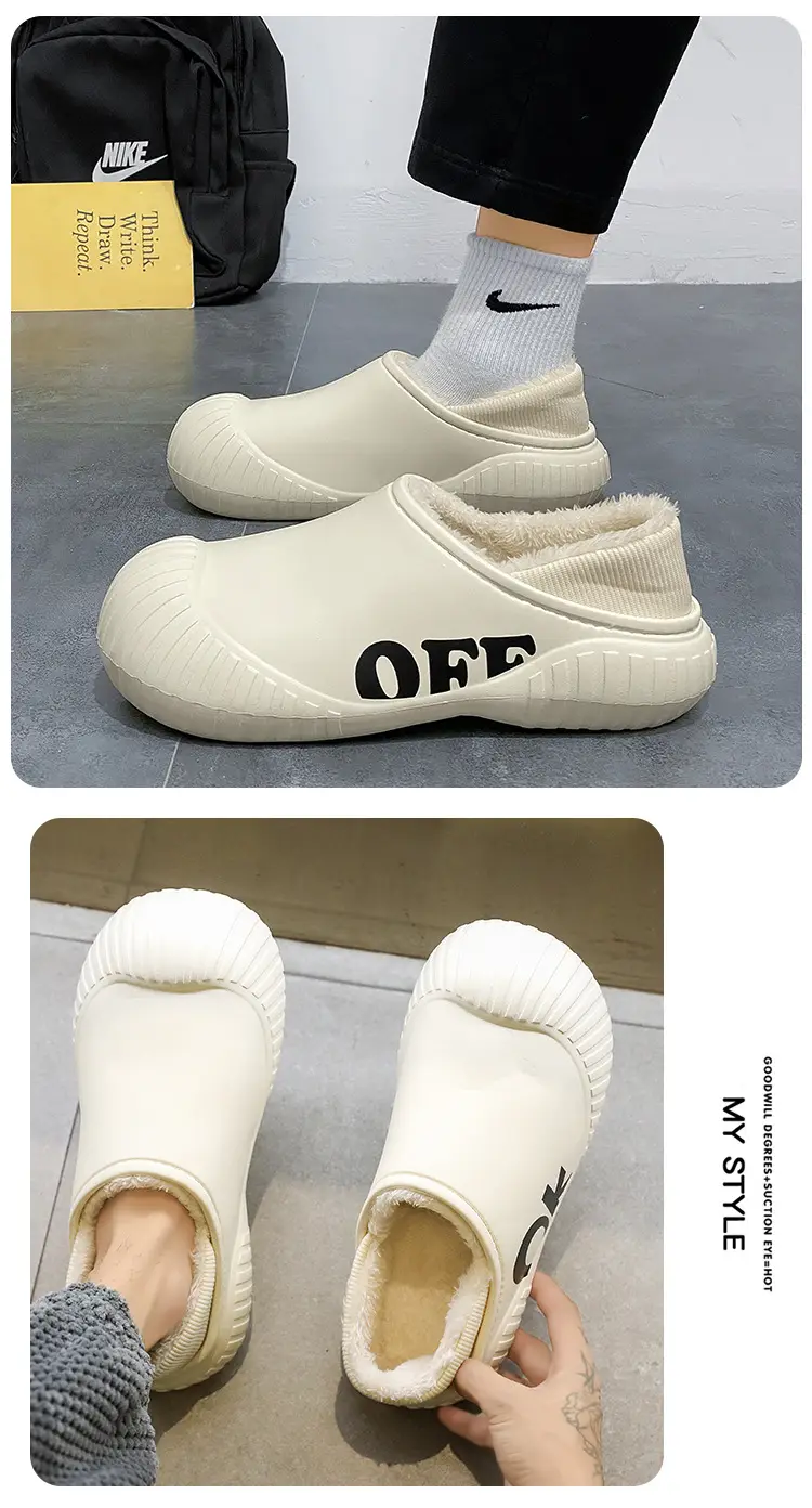 Men's Cotton Slip-On Shoes Off White Warm Winter — feature 11