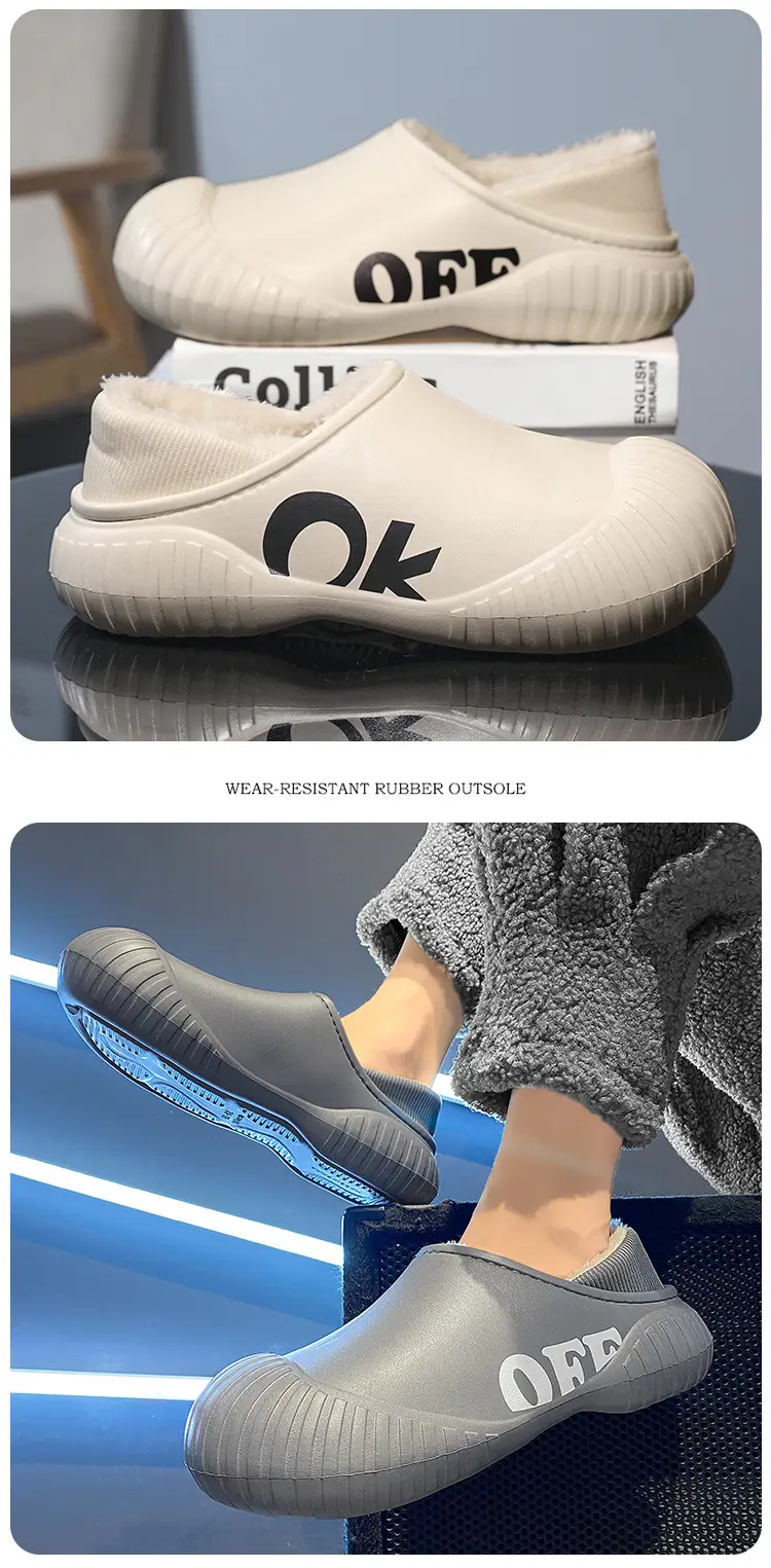 Men's Cotton Slip-On Shoes Off White Warm Winter — feature 12