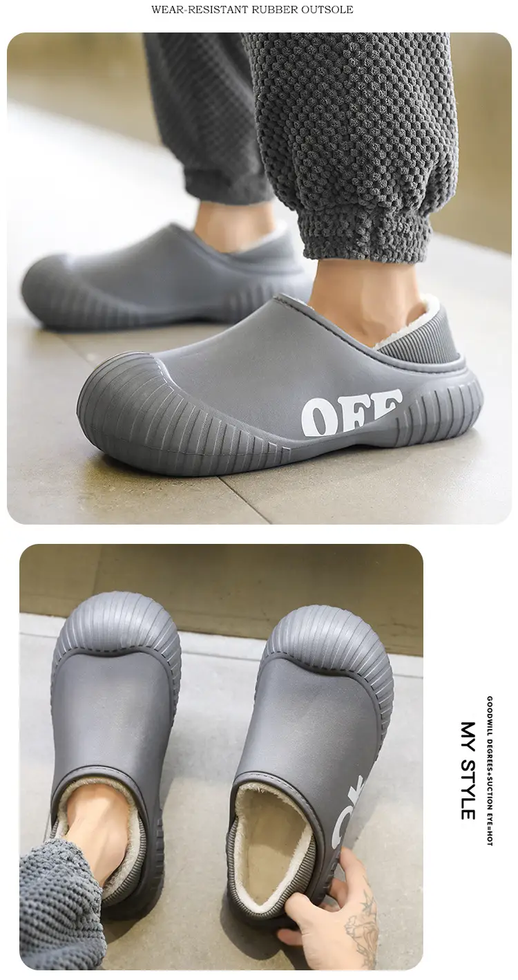 Men's Cotton Slip-On Shoes Off White Warm Winter — feature 13