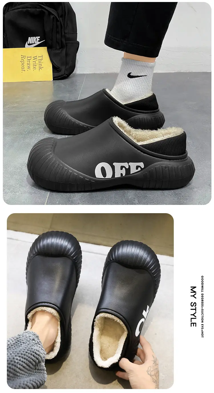 Men's Cotton Slip-On Shoes Off White Warm Winter — feature 9