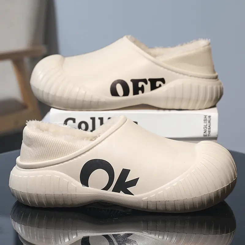 Men's Cotton Slip-On Shoes Off White Warm Winter - Image 2