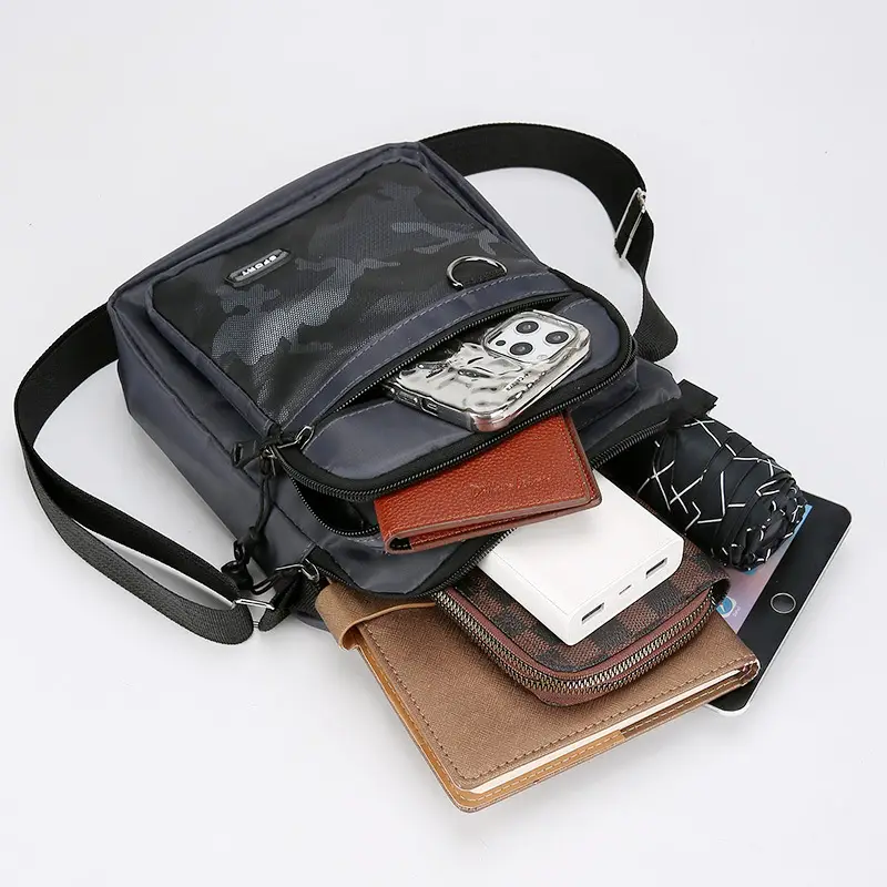 Men's Korean Style Multi-Purpose Shoulder Bag Black Camo - Image 16