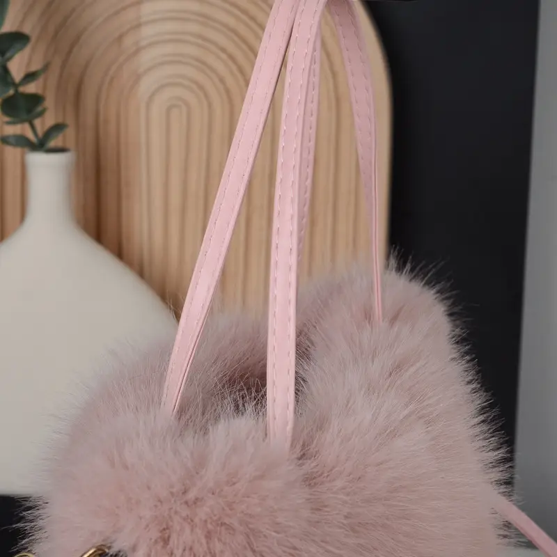 Faux Fur Plush Shoulder Bag Beige Winter Elegant — feature 9
