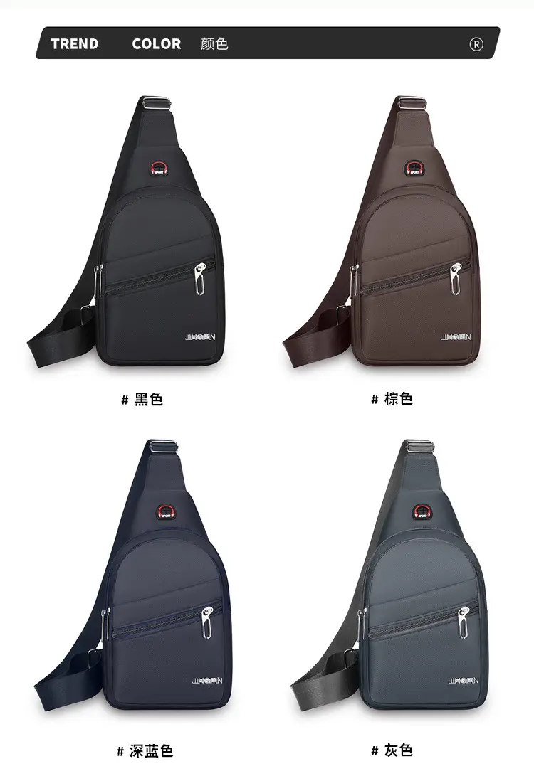 Waterproof Korean Style Men's Chest Bag Oxford Canvas Black — feature 3
