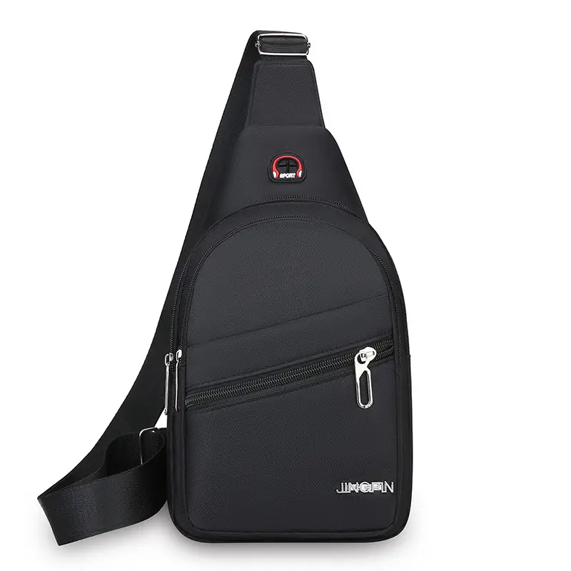 Waterproof Korean Style Men's Chest Bag Oxford Canvas Black - Image 2