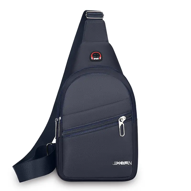 Waterproof Korean Style Men's Chest Bag Oxford Canvas Black - Image 4