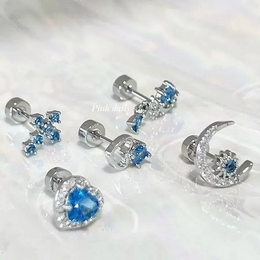 Blue Zircon Moon Love Ear Bone Nail Women's Light Luxury High-end Ear Accessories - Image 5