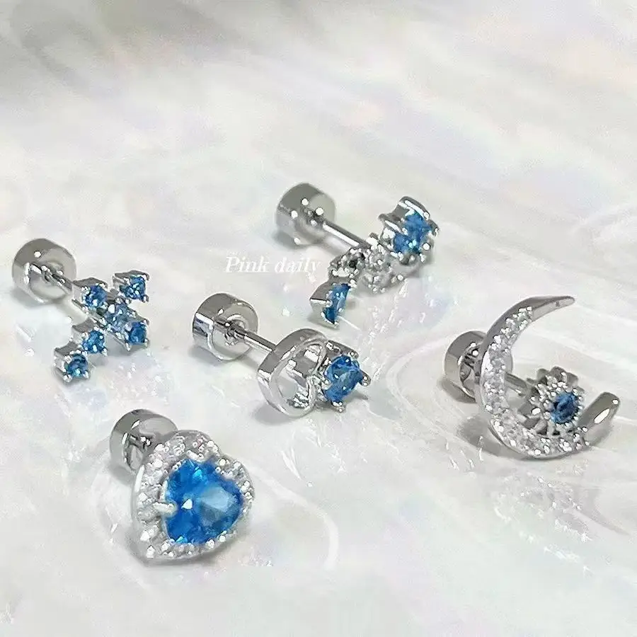 Blue Zircon Moon Love Ear Bone Nail Women's Light Luxury High-end Ear Accessories — feature 4