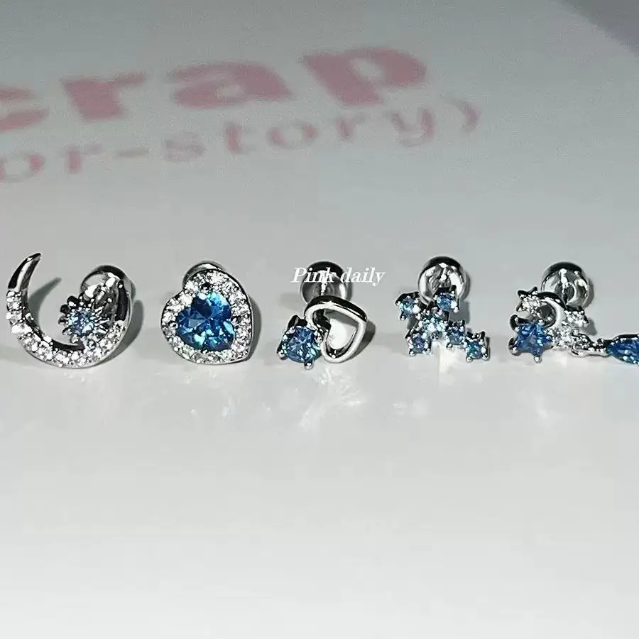 Blue Zircon Moon Love Ear Bone Nail Women's Light Luxury High-end Ear Accessories — feature 6