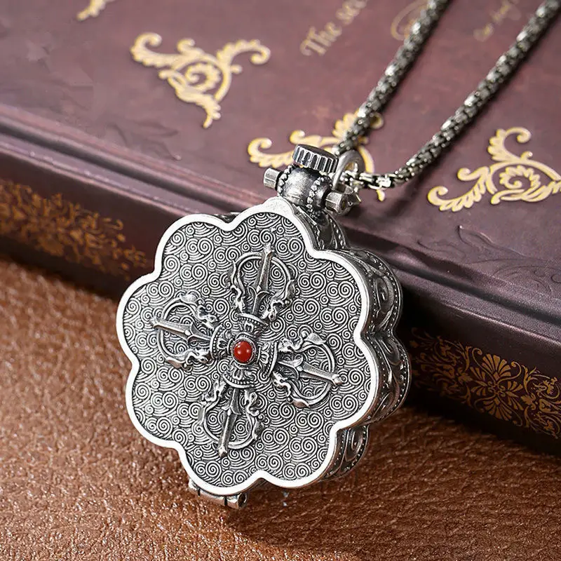 Ancient Lotus Auspicious Eight Treasures Necklace for Men
