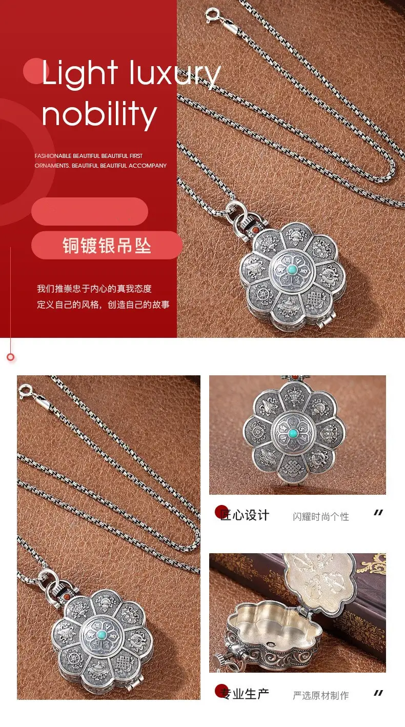 Ancient Lotus Auspicious Eight Treasures Necklace for Men — feature 1