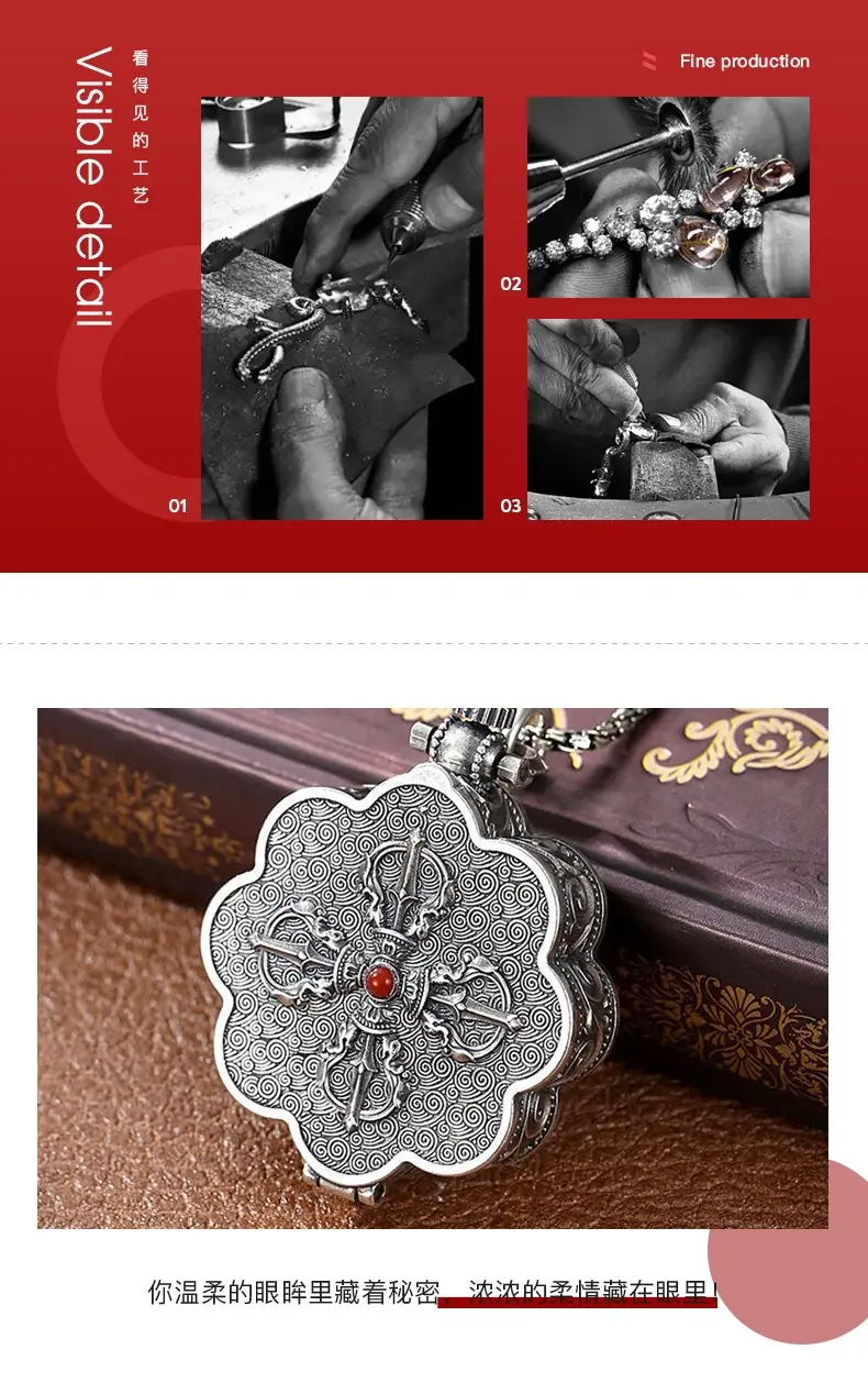 Ancient Lotus Auspicious Eight Treasures Necklace for Men — feature 2