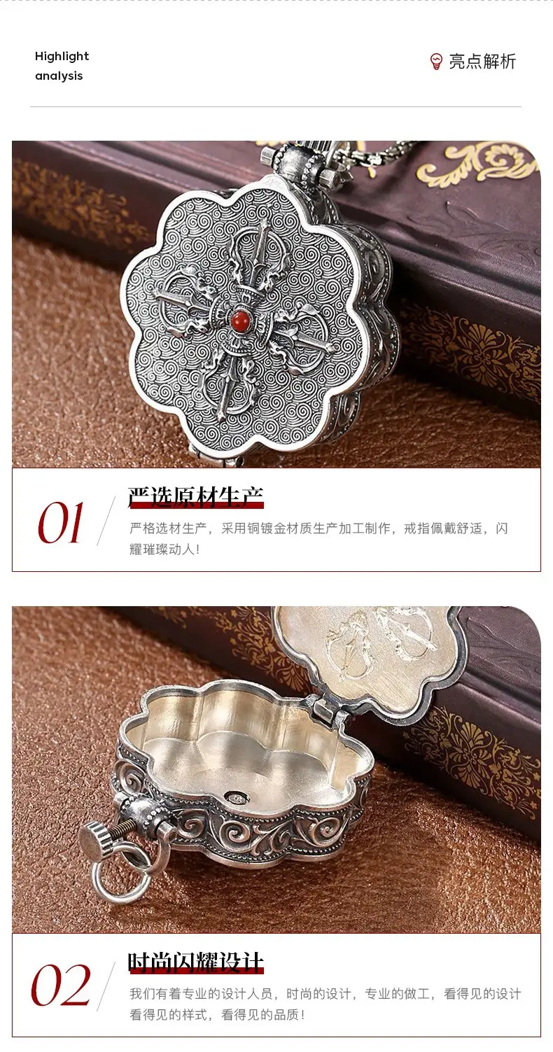 Ancient Lotus Auspicious Eight Treasures Necklace for Men — feature 4