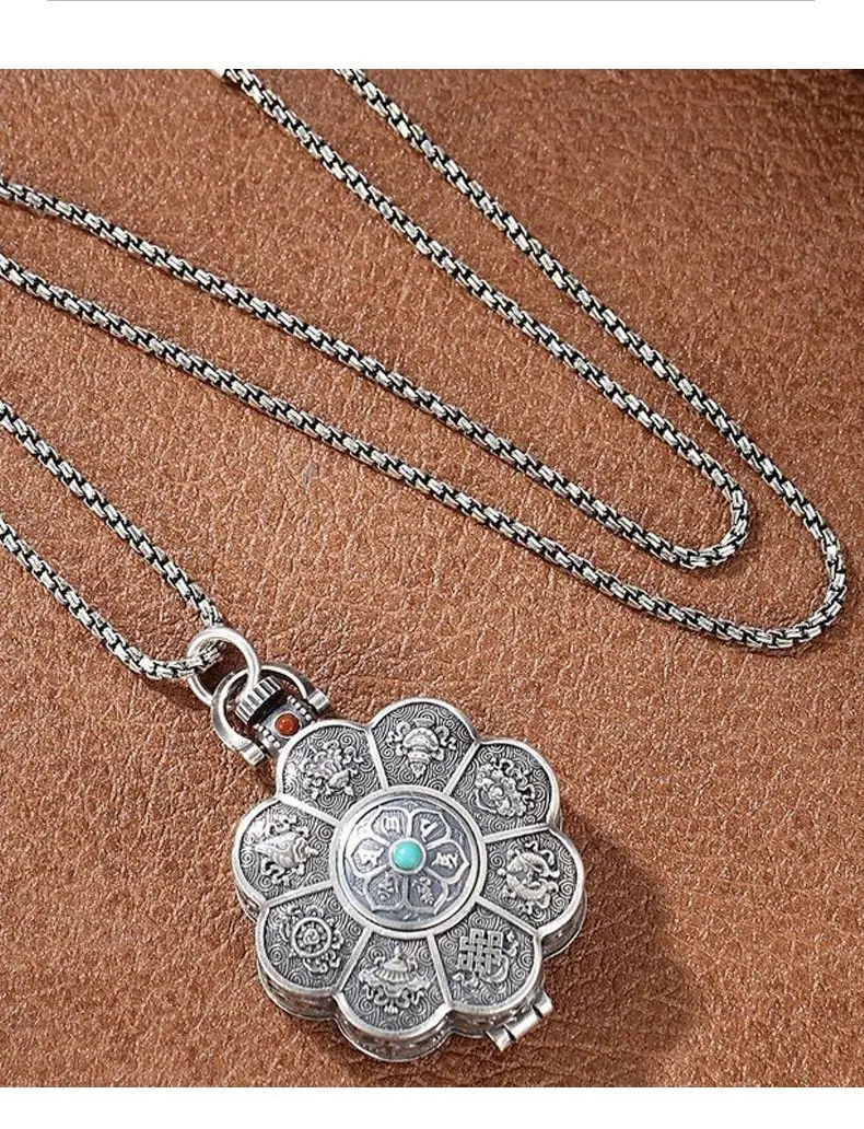 Ancient Lotus Auspicious Eight Treasures Necklace for Men — feature 6