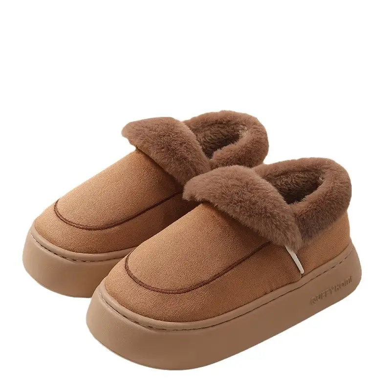 2025 New Cotton Slippers for Women Winter Couple Non-Slip Warm Lapel Thick Sole Indoor Home Bag Heel Snow Boots - Image 9