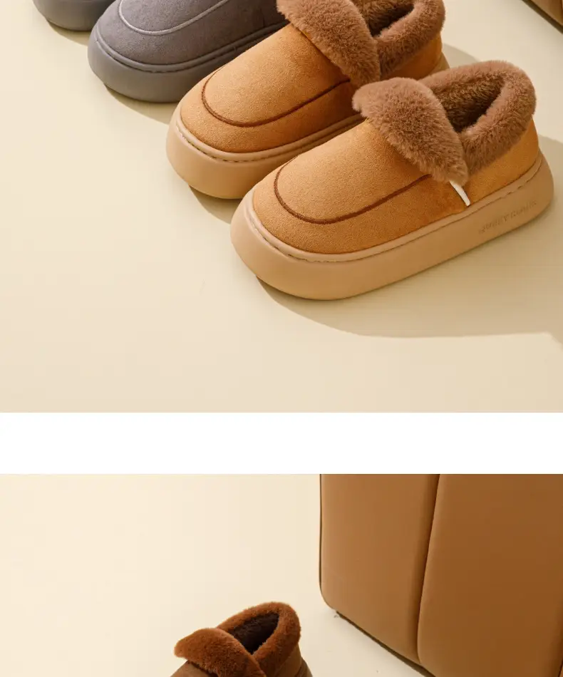2025 New Cotton Slippers for Women Winter Couple Non-Slip Warm Lapel Thick Sole Indoor Home Bag Heel Snow Boots — feature 15