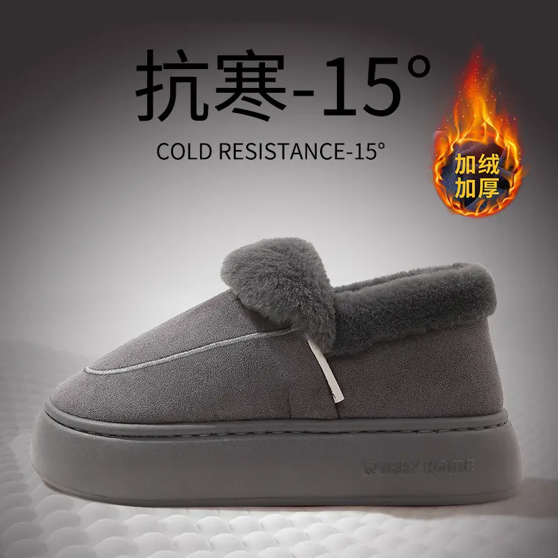 2025 New Cotton Slippers for Women Winter Couple Non-Slip Warm Lapel Thick Sole Indoor Home Bag Heel Snow Boots - Image 4