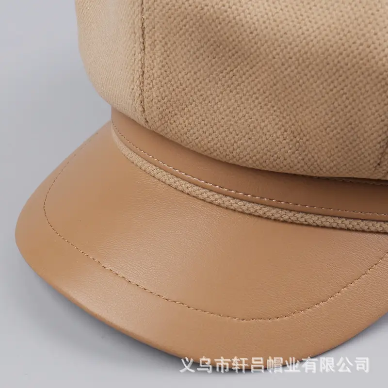 Autumn Winter British Leather Brim Hat Women - Image 7