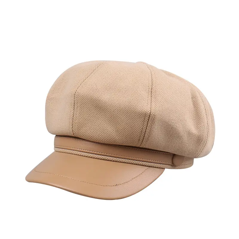 Autumn Winter British Leather Brim Hat Women - Image 9