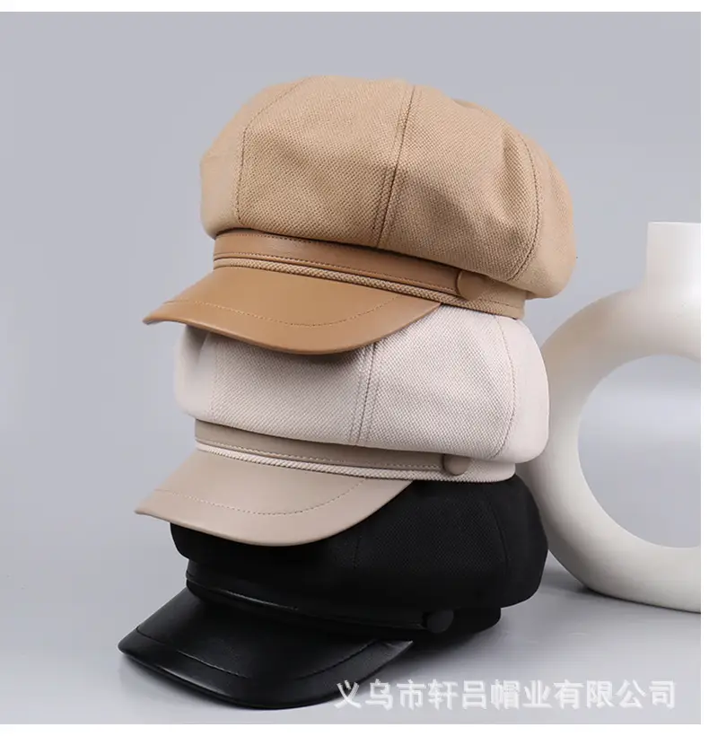 Autumn Winter British Leather Brim Hat Women — feature 18