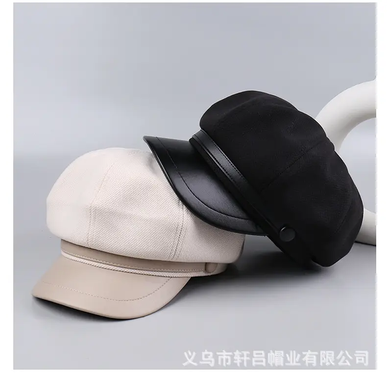 Autumn Winter British Leather Brim Hat Women — feature 19