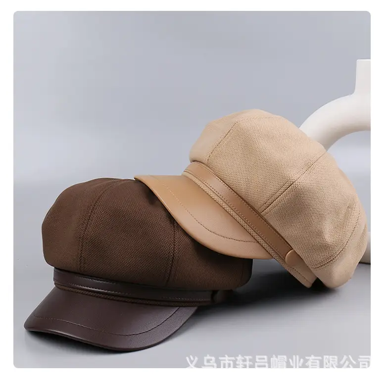 Autumn Winter British Leather Brim Hat Women — feature 20