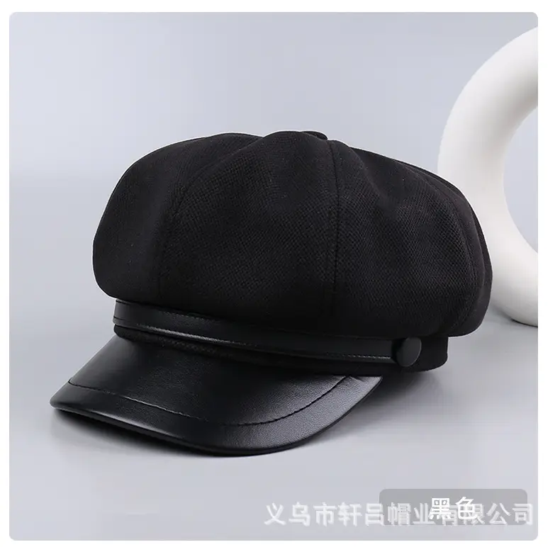 Autumn Winter British Leather Brim Hat Women — feature 21