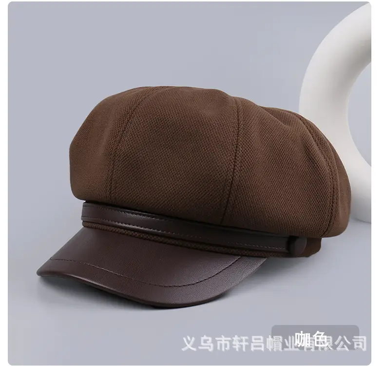 Autumn Winter British Leather Brim Hat Women — feature 22