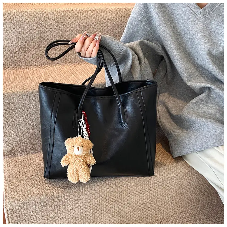 Women Large Capacity Shoulder Bag with Zip & Pom Pom — feature 13
