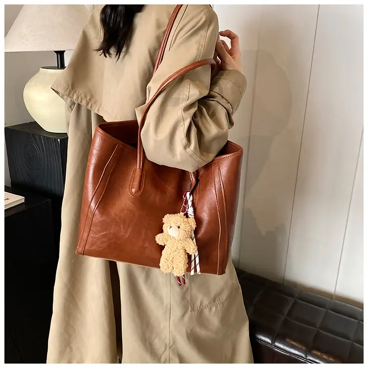 Women Large Capacity Shoulder Bag with Zip & Pom Pom — feature 23