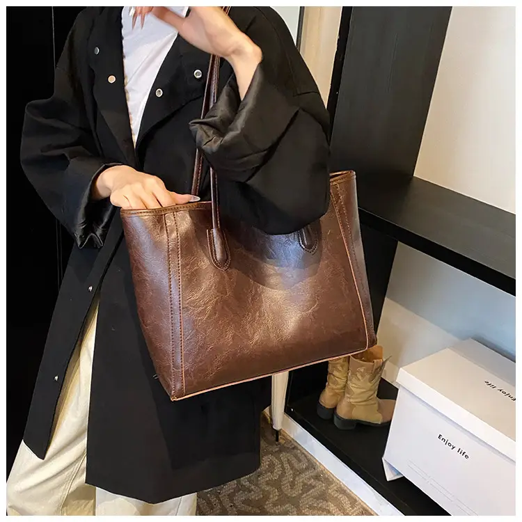 Women Large Capacity Shoulder Bag with Zip & Pom Pom — feature 35