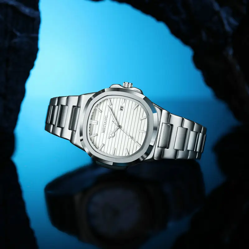 Men's Green Digital Display Quartz Watch with Stainless Steel Band - Image 7