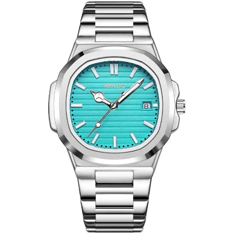 Men's Green Digital Display Quartz Watch with Stainless Steel Band - Image 10