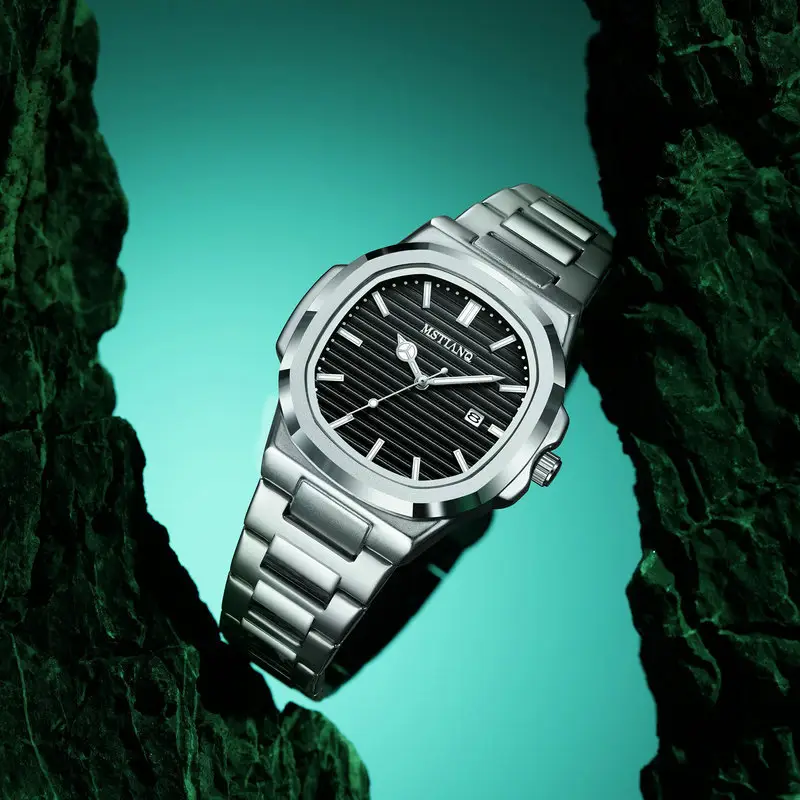 Men's Green Digital Display Quartz Watch with Stainless Steel Band - Image 4