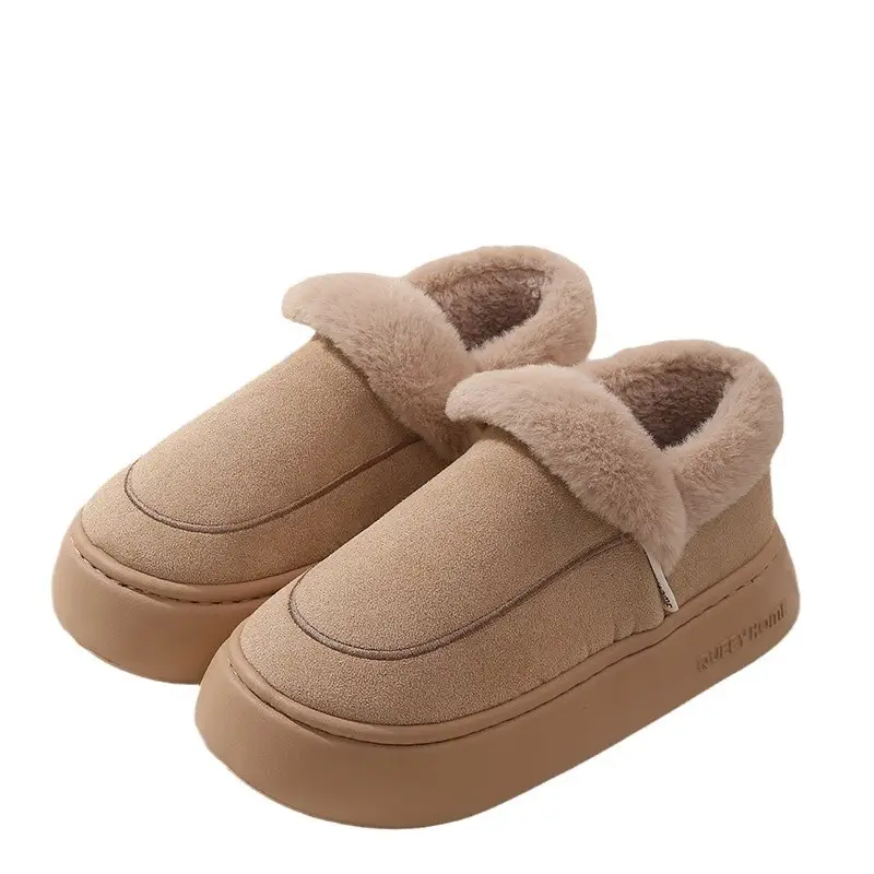 Cotton Slippers Women's Autumn and Winter Indoor Home Thick Sole Non-slip fleece-lined Casual Warm Bag with Cotton Shoes for Men