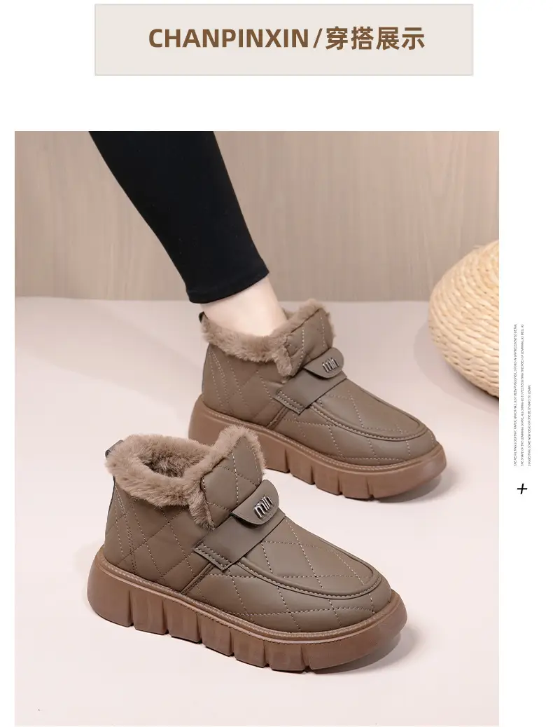 2025 Winter New Beanie Snow Boots Women's Soft Sole Plus Velvet Thickened Warm Furry Shoes Casual Easiest for Match Cotton Shoes — feature 14