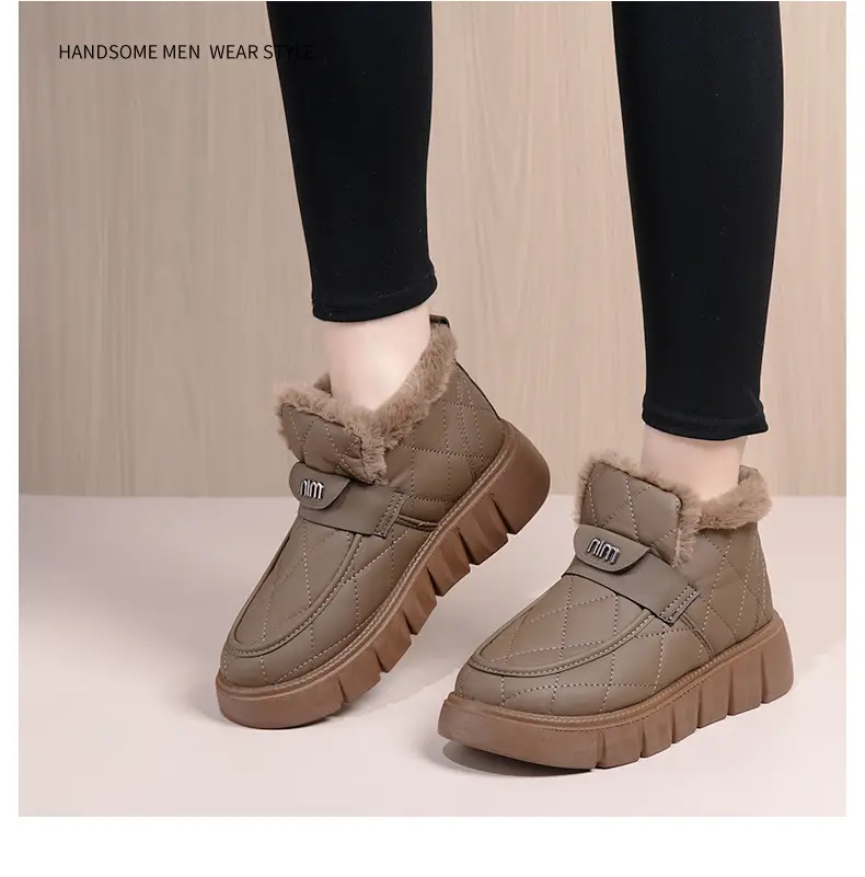 2025 Winter New Beanie Snow Boots Women's Soft Sole Plus Velvet Thickened Warm Furry Shoes Casual Easiest for Match Cotton Shoes — feature 16