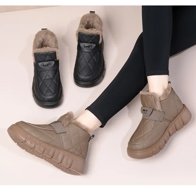 2025 Winter New Beanie Snow Boots Women's Soft Sole Plus Velvet Thickened Warm Furry Shoes Casual Easiest for Match Cotton Shoes — feature 21