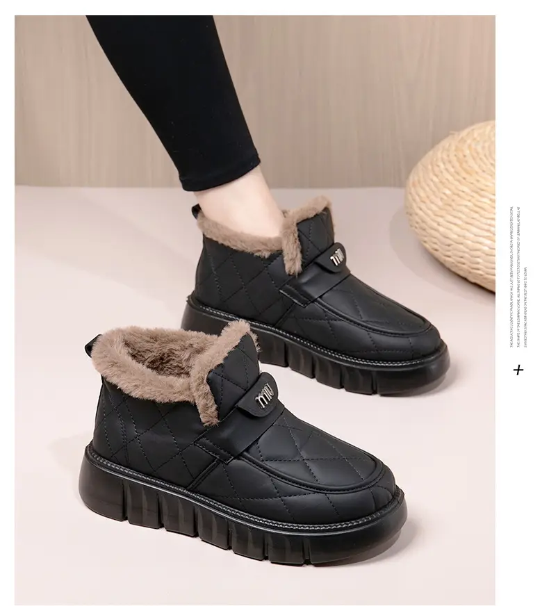 2025 Winter New Beanie Snow Boots Women's Soft Sole Plus Velvet Thickened Warm Furry Shoes Casual Easiest for Match Cotton Shoes — feature 23