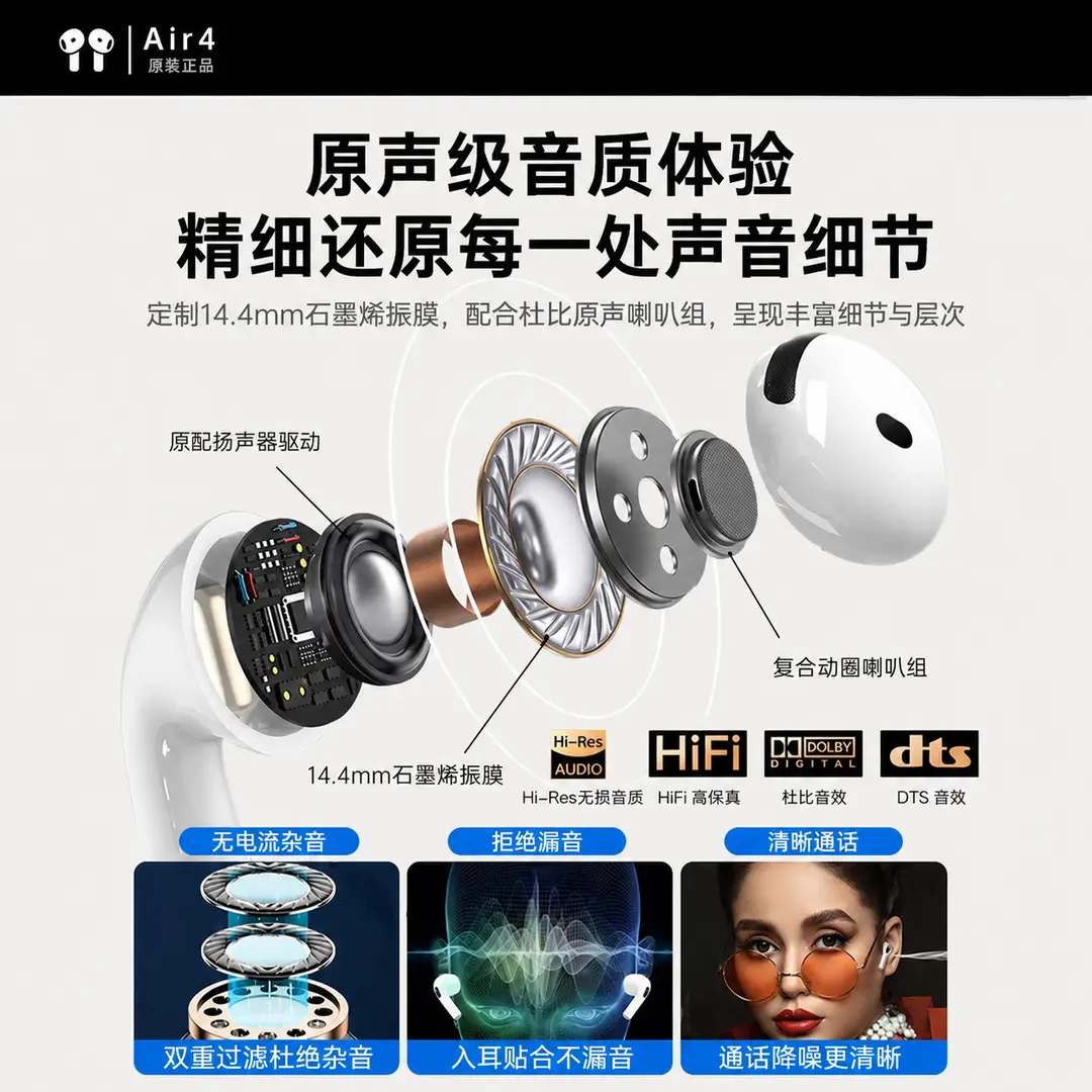 Source Factory 2026 New Model Huaqiangbei Air4 Active Noise Cancelling Fourth Generation Wireless Bluetooth Headphones Wholesale