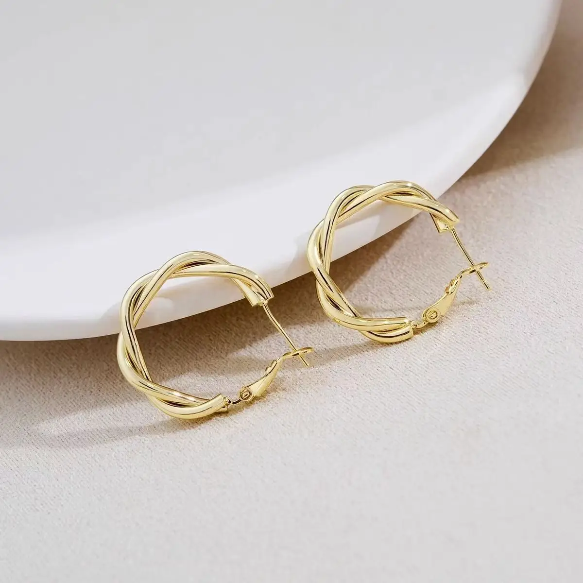 Golden Twist Woven Earrings for Women — feature 1