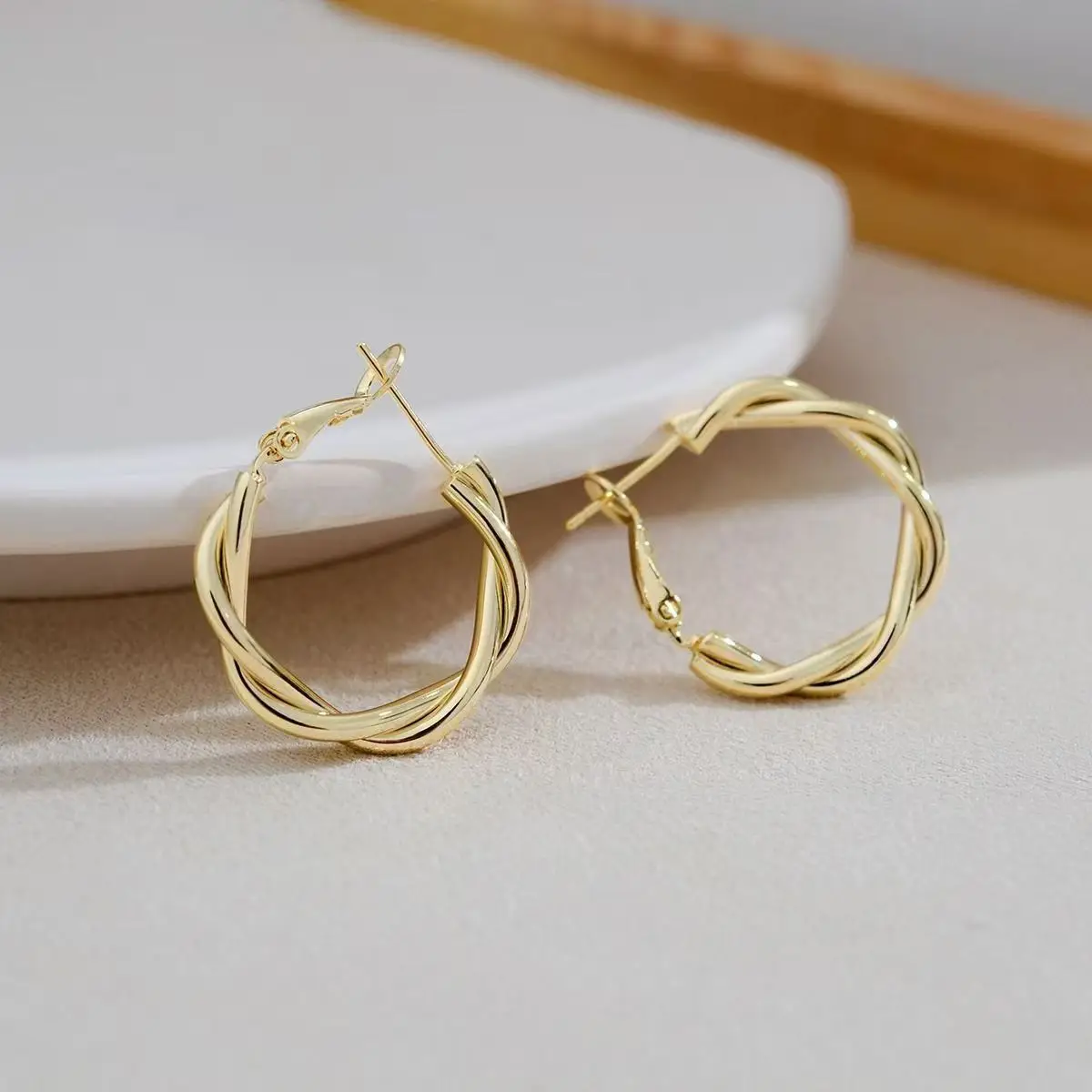 Golden Twist Woven Earrings for Women — feature 4
