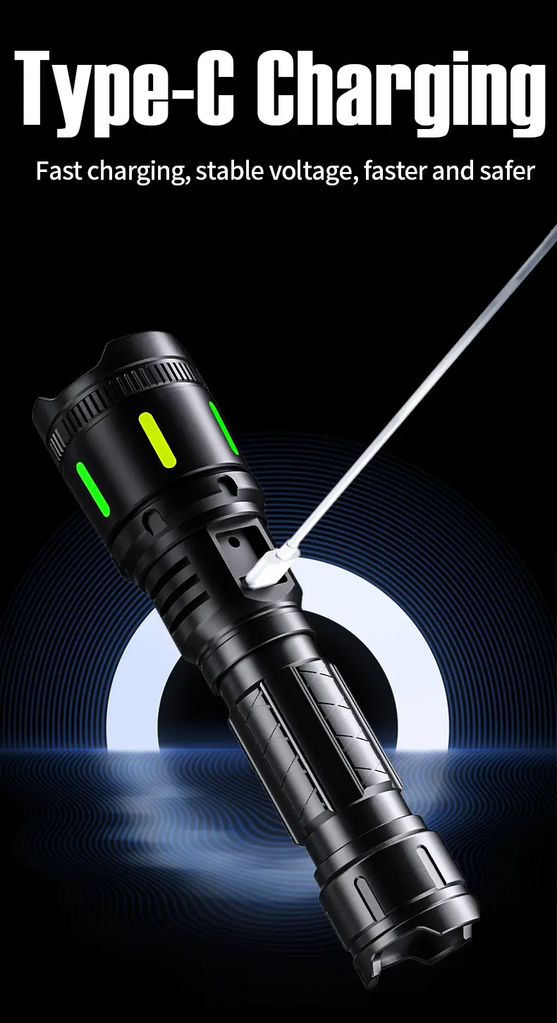 Super Bright Flashlight with Long Range & Charging Port β feature 7