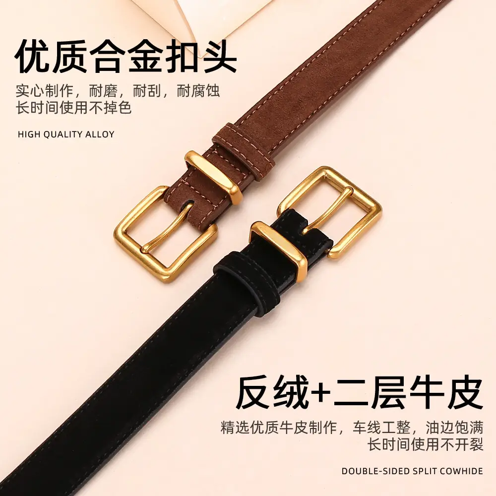 Women's Matte Suede Belt with Matte Pin Buckle - Image 17