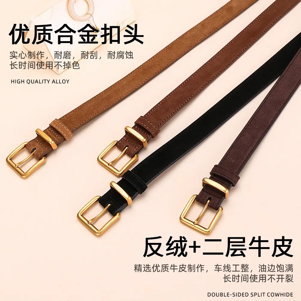 Women's Matte Suede Belt with Matte Pin Buckle - Image 18