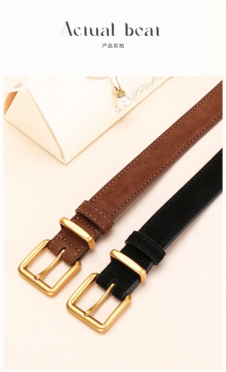 Women's Matte Suede Belt with Matte Pin Buckle — feature 13