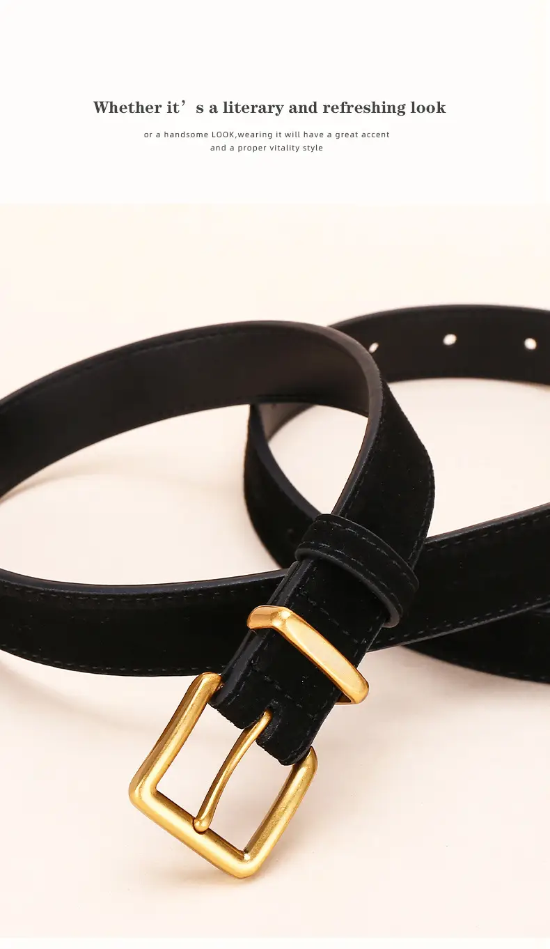 Women's Matte Suede Belt with Matte Pin Buckle — feature 14